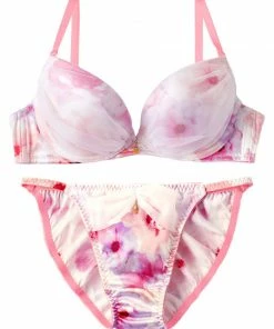 Aimerfeel Unicolor Flower Satin Bra & Panty