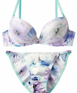Aimerfeel Unicolor Flower Satin Bra & Panty
