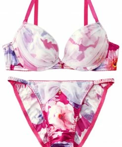 Aimerfeel Unicolor Flower Satin Bra & Panty