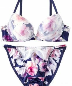 Aimerfeel Unicolor Flower Satin Bra & Panty