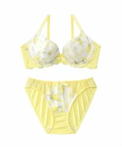 Aimerfeel BRAS Mimosa Flower Lacy Bra & Panty With Side Support