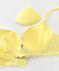 Aimerfeel BRAS Mimosa Flower Lacy Bra & Panty With Side Support