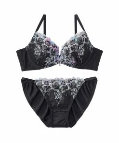Aimerfeel Embroidered Floral Lace Bra & Panty With Side Support
