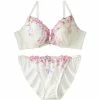 Aimerfeel Embroidered Floral Lace Bra & Panty With Side Support