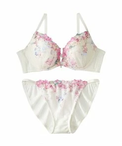 Aimerfeel Embroidered Floral Lace Bra & Panty With Side Support