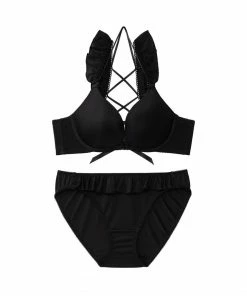 Aimerfeel BRAS Frill Lace-up Bra & Panty