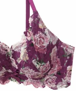 Aimerfeel Side Slimming Lacy Push-Up Bra In Rose Print