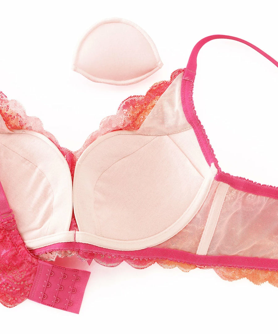 Aimerfeel Gradient Color Lace Side Slimming Lacy Push-Up Bra