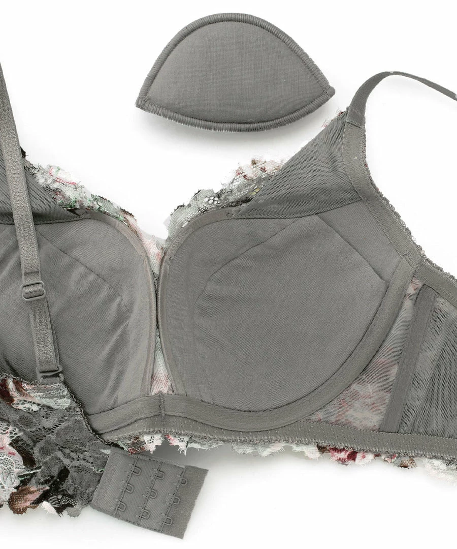 Aimerfeel BRAS Mature Flower Side Slimming Lacy Push-Up Bra