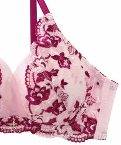 Aimerfeel Embroidery Flower Print Side Support Bra BRAS