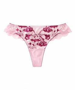 Aimerfeel Embroidery Flower Print Thong Panty PANTIES