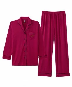 Aimerfeel Plain Pajamas Top-Bottom Set