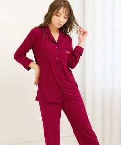 Aimerfeel Plain Pajamas Top-Bottom Set