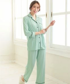 Aimerfeel Plain Pajamas Top-Bottom Set