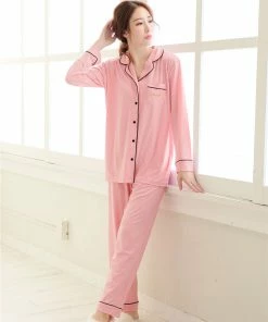 Aimerfeel Plain Pajamas Top-Bottom Set