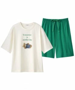 Aimerfeel SLEEP Teddy Bear Print Short Sleeve Short Pants Set