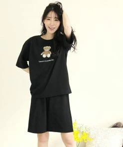 Aimerfeel SLEEP Teddy Bear Print Short Sleeve Short Pants Set
