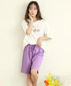 Aimerfeel SLEEP Teddy Bear Print Short Sleeve Short Pants Set