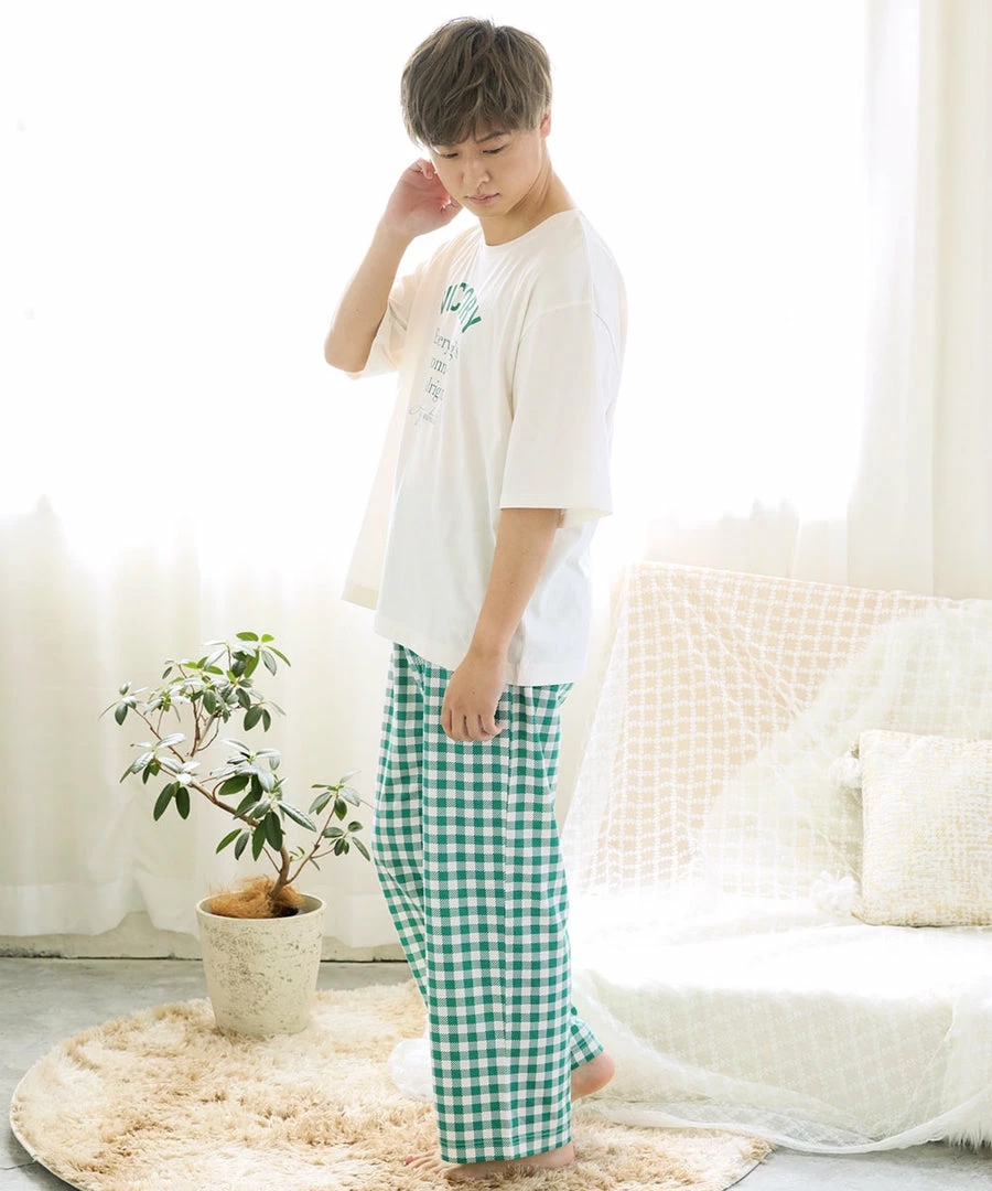 Aimerfeel Gingham Check Top-Bottom Set For Unisex