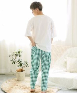 Aimerfeel Gingham Check Top-Bottom Set For Unisex