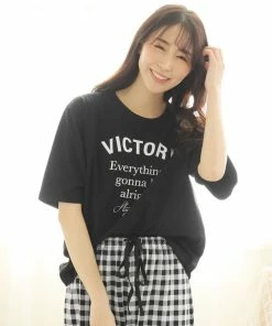 Aimerfeel Gingham Check Top-Bottom Set For Unisex