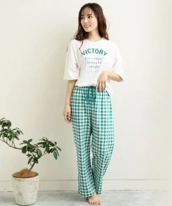 Aimerfeel Gingham Check Top-Bottom Set For Unisex