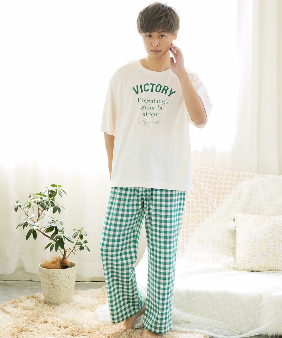 Aimerfeel Gingham Check Top-Bottom Set For Unisex