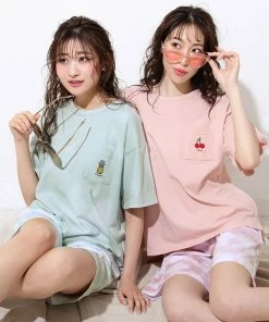 Aimerfeel Fruit Embroidery Top And Bottom Set SLEEP
