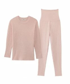 Aimerfeel Fluffy-textured Knitted Belly Warmer Lounge Set