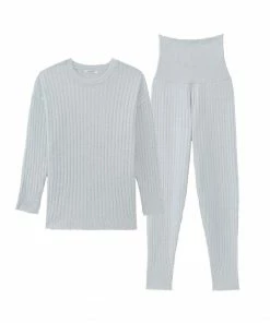 Aimerfeel Fluffy-textured Knitted Belly Warmer Lounge Set