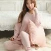 Aimerfeel Fluffy-textured Knitted Belly Warmer Lounge Set