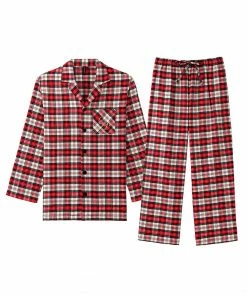 Aimerfeel Pajamas Flannel Shirt Top-Bottom Set