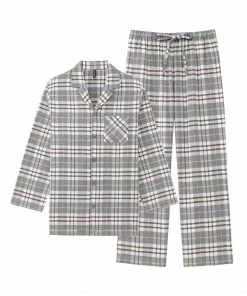 Aimerfeel Pajamas Flannel Shirt Top-Bottom Set