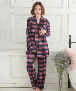 Aimerfeel Pajamas Flannel Shirt Top-Bottom Set