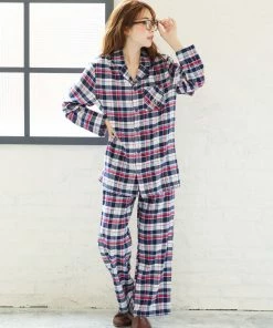 Aimerfeel Pajamas Flannel Shirt Top-Bottom Set