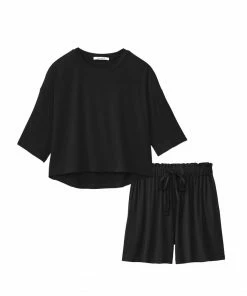 Aimerfeel Simple High-waist Top And Shorts Set
