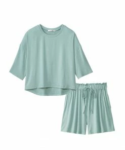 Aimerfeel Simple High-waist Top And Shorts Set