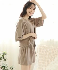 Aimerfeel Simple High-waist Top And Shorts Set