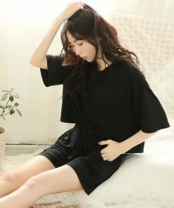 Aimerfeel Simple High-waist Top And Shorts Set
