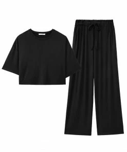 Aimerfeel SLEEP Simple High Waist Top And Bottom Set