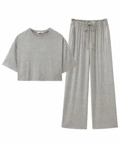 Aimerfeel SLEEP Simple High Waist Top And Bottom Set