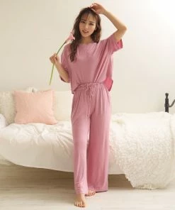 Aimerfeel SLEEP Simple High Waist Top And Bottom Set