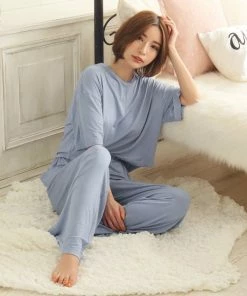 Aimerfeel SLEEP Simple High Waist Top And Bottom Set