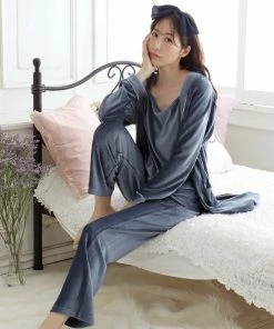 Aimerfeel SLEEP Rib Velor 3-piece Roomwear Set