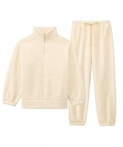 Aimerfeel Half-Zip Hooded Fleece Top And Bottom Set SLEEP