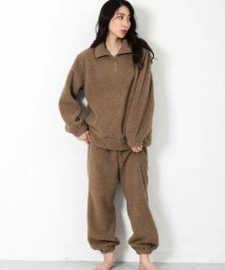 Aimerfeel Half-Zip Hooded Fleece Top And Bottom Set SLEEP