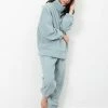Aimerfeel Half-Zip Hooded Fleece Top And Bottom Set SLEEP