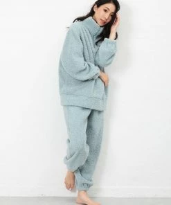 Aimerfeel Half-Zip Hooded Fleece Top And Bottom Set SLEEP