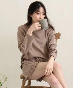 Aimerfeel Ribbed Cut-and-Sew Top-and-Bottom Set SLEEP