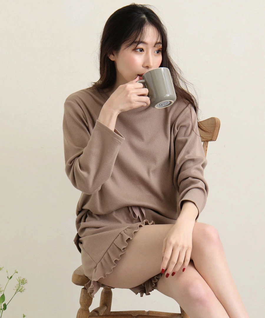 Aimerfeel Ribbed Cut-and-Sew Top-and-Bottom Set SLEEP